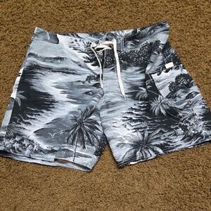 Polo Ralph Lauren | Black and Gray Tropical Swim Shorts | 34